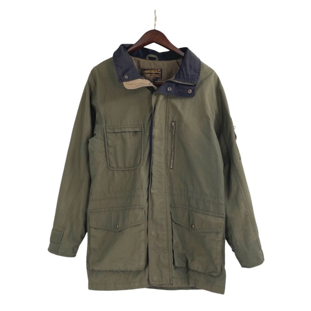 Ver 90s Eddie Bauer Olive Field Jacket with Dark Navy Collar